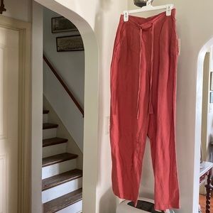 Wave Light Red Linen Pants (a new day) - size M NWT